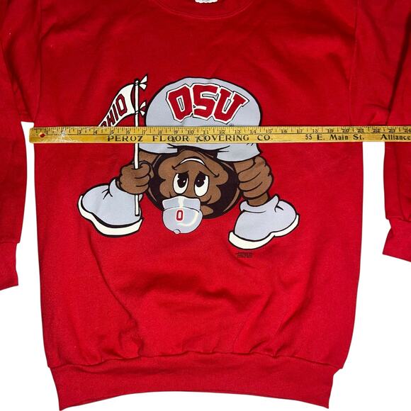 Vintage Tultex 90s OSU Brutus buckeye graphic crewneck sweatshirt red size XL - Picture 3 of 8
